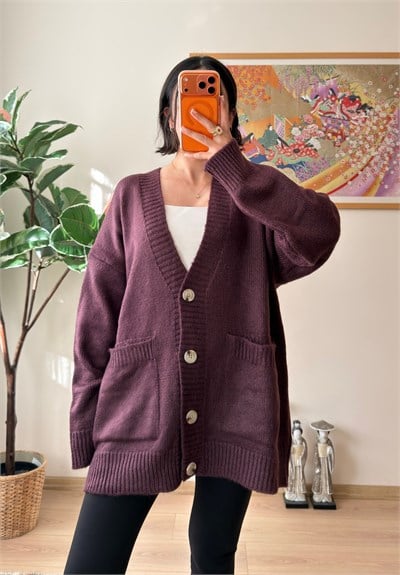Rinako Uzun Hırka Mürdüm
