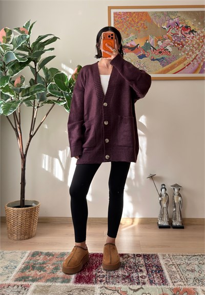 Rinako Uzun Hırka Mürdüm