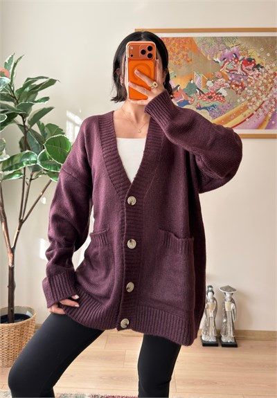 Rinako Uzun Hırka Mürdüm