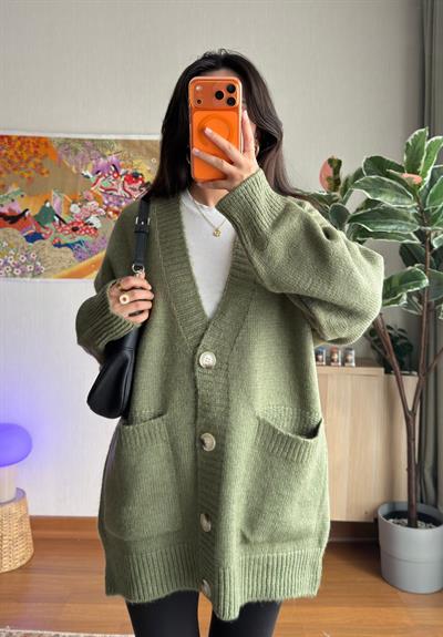 Rinako Uzun Hırka Soft Yeşil
