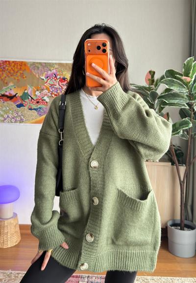 Rinako Uzun Hırka Soft Yeşil