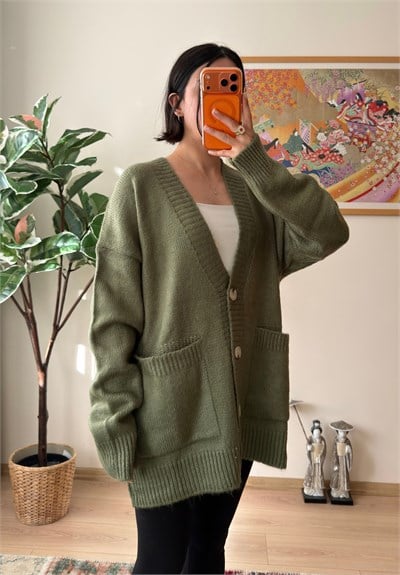 Rinako Uzun Hırka Soft Yeşil