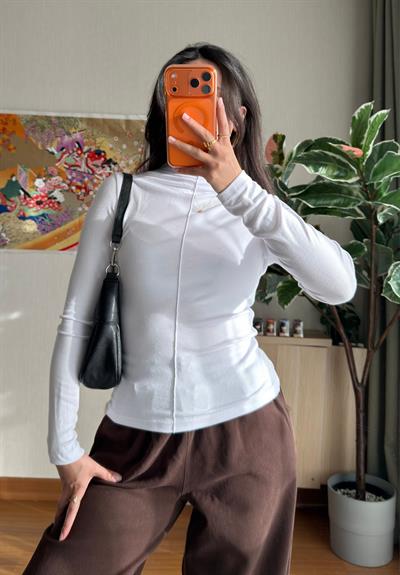 Rinmei Cimalı Bluz Beyaz