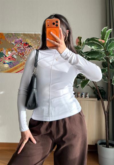 Rinmei Cimalı Bluz Beyaz