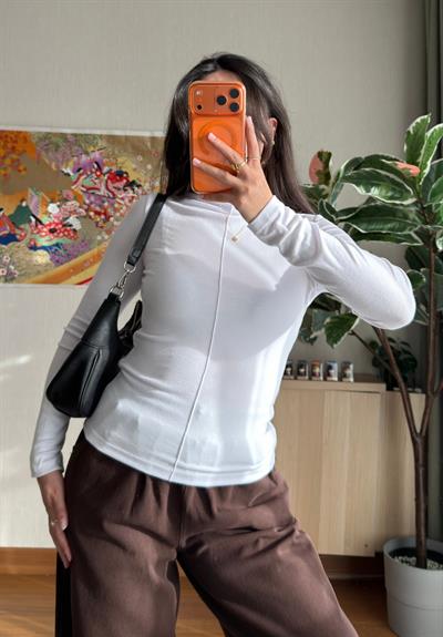 Rinmei Cimalı Bluz Beyaz