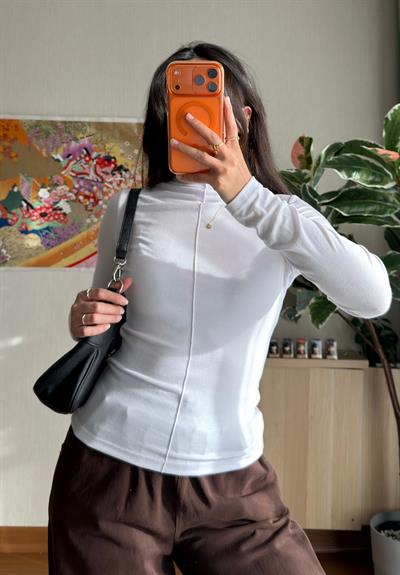Rinmei Cimalı Bluz Beyaz