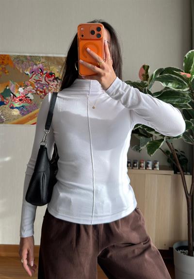 Rinmei Cimalı Bluz Beyaz