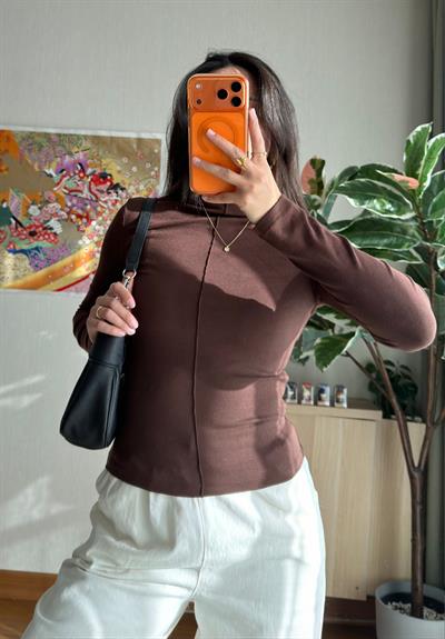 Rinmei Cimalı Bluz Kahve