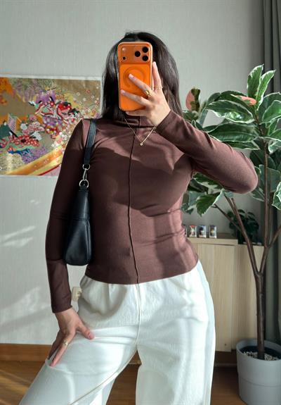 Rinmei Cimalı Bluz Kahve