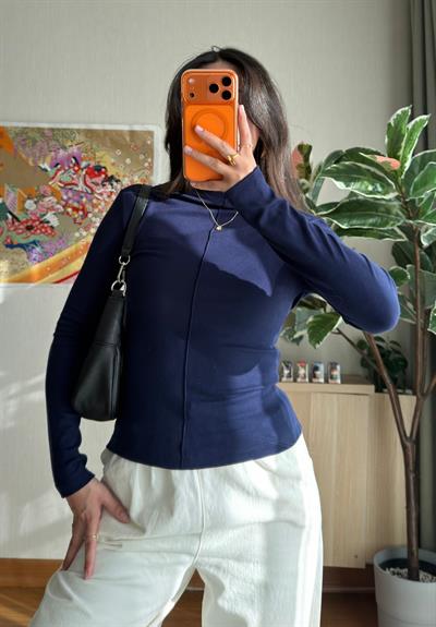 Rinmei Cimalı Bluz Lacivert