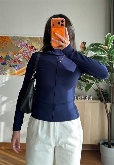 Rinmei Cimalı Bluz Lacivert