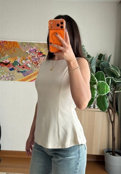 Rivay Volanlı Bluz Bej