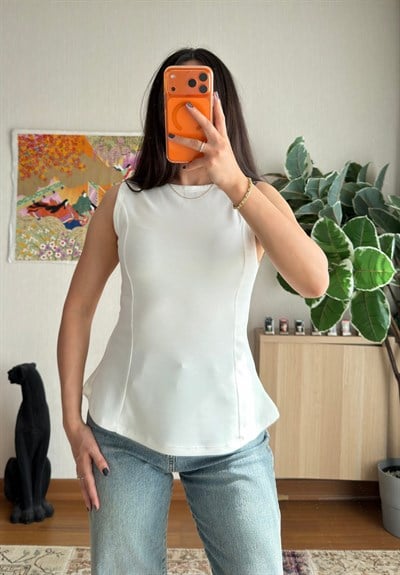 Rivay Volanlı Bluz Ekru