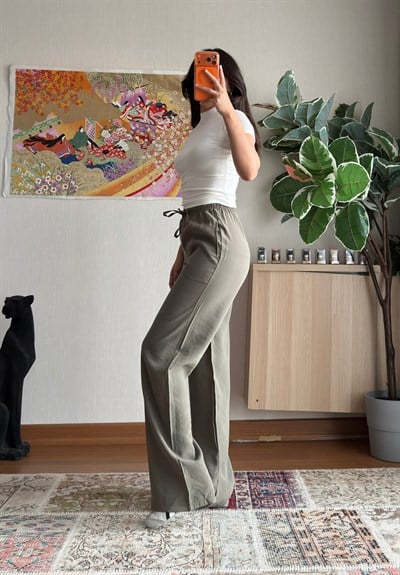 Sarine Cepli Tensel Pantolon Haki