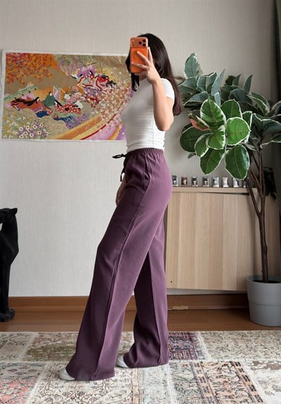 Sarine Cepli Tensel Pantolon Mürdüm