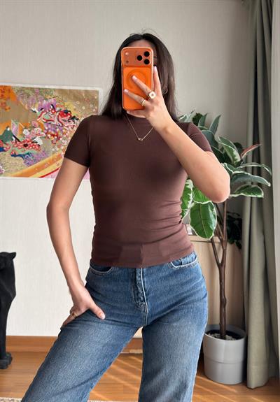 Oys Basic Fit T-Shirt Kahve