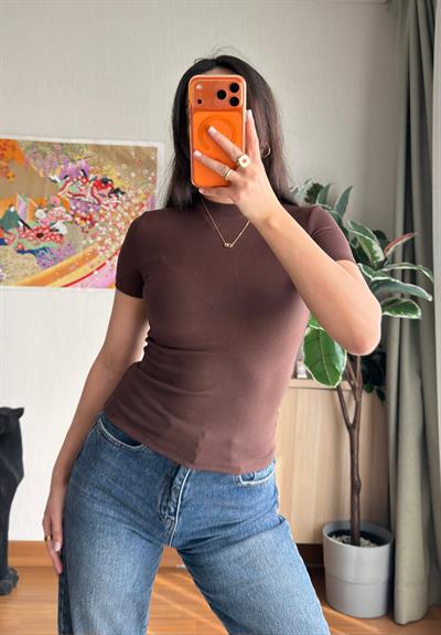 Oys Basic Fit T-Shirt Kahve