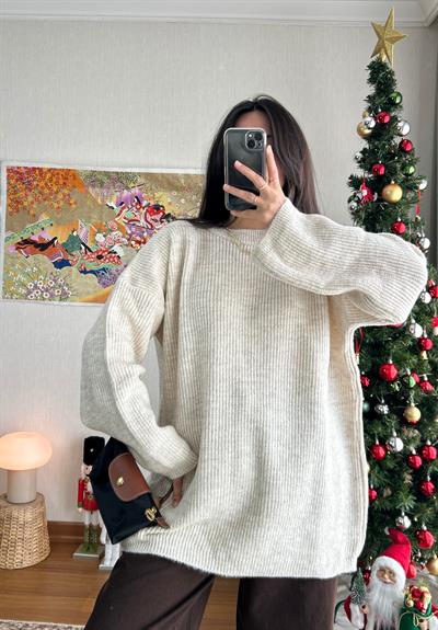 Seina Oversize Dökümlü Kazak Bej