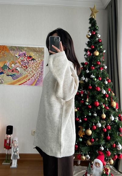 Seina Oversize Dökümlü Kazak Bej