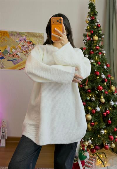 Seina Oversize Dökümlü Kazak Ekru