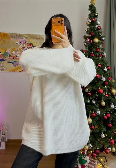 Seina Oversize Dökümlü Kazak Ekru