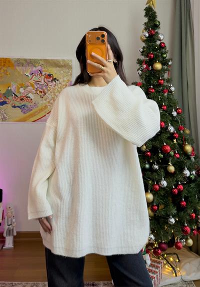 Seina Oversize Dökümlü Kazak Ekru