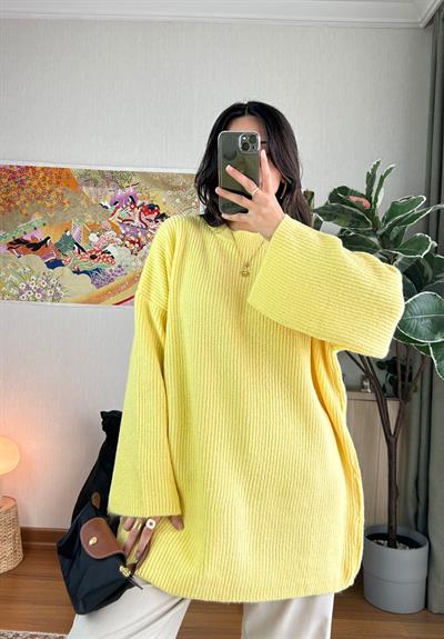 Seina Oversize Dökümlü Kazak Sarı