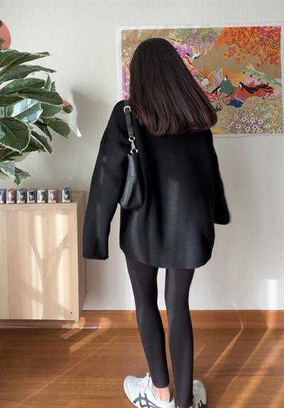 Seina Oversize Dökümlü Kazak Siyah 