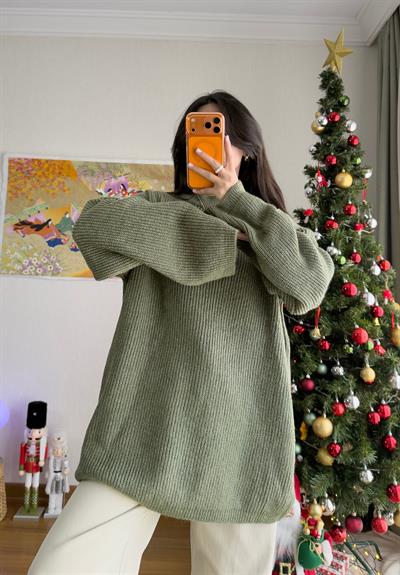 Seina Oversize Dökümlü Kazak Soft Yeşil