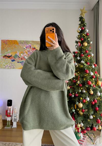 Seina Oversize Dökümlü Kazak Soft Yeşil