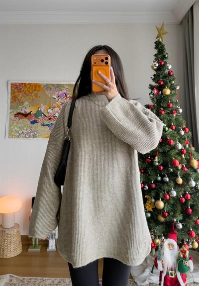 Seina Oversize Dökümlü Kazak Vizon