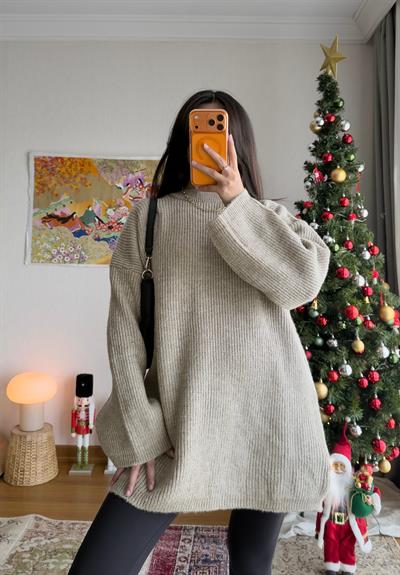 Seina Oversize Dökümlü Kazak Vizon