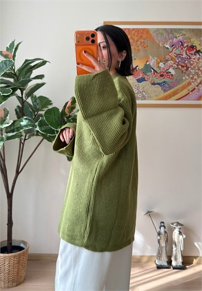 Seina Oversize Dökümlü Kazak Yeşil