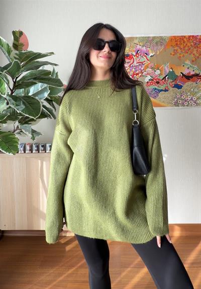Seina Oversize Dökümlü Kazak Yeşil