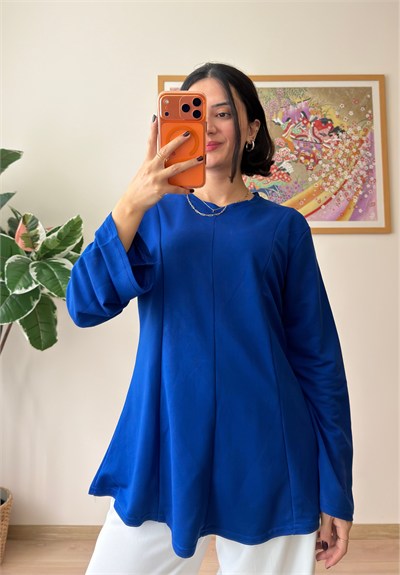 Sırtı Bağcıklı İspanyol Kol Peplum Bluz Saks