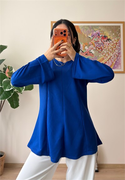 Sırtı Bağcıklı İspanyol Kol Peplum Bluz Saks