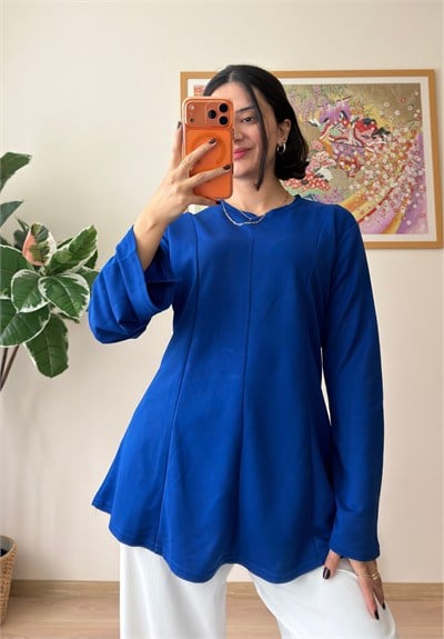 Sırtı Bağcıklı İspanyol Kol Peplum Bluz Saks
