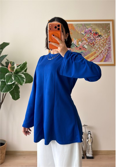 Sırtı Bağcıklı İspanyol Kol Peplum Bluz Saks