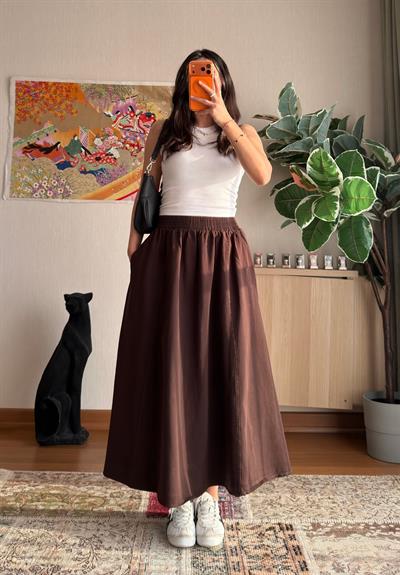Taru Gabardin Midi Etek Kavhe