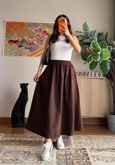 Taru Gabardin Midi Etek Kavhe