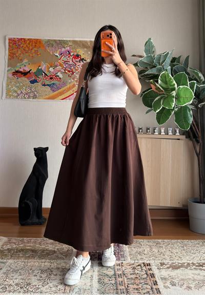 Taru Gabardin Midi Etek Kavhe