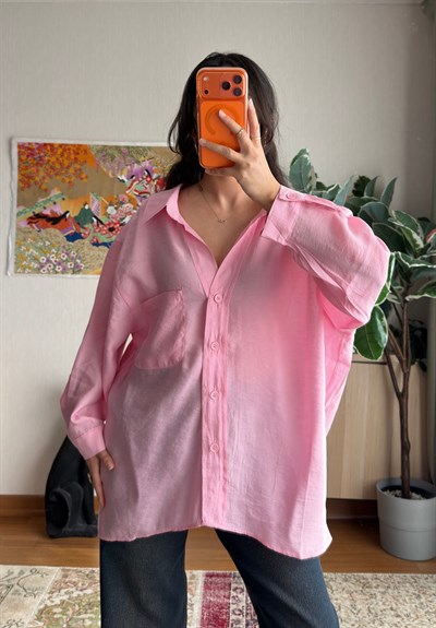 Toasa Düşük Omuz Gömlek Pembe