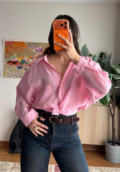 Toasa Düşük Omuz Gömlek Pembe