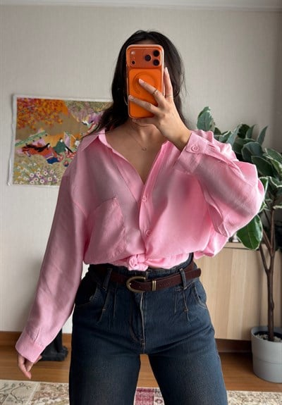 Toasa Düşük Omuz Gömlek Pembe
