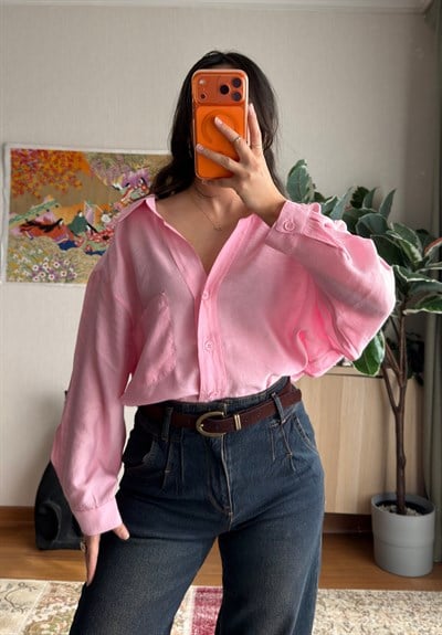 Toasa Düşük Omuz Gömlek Pembe