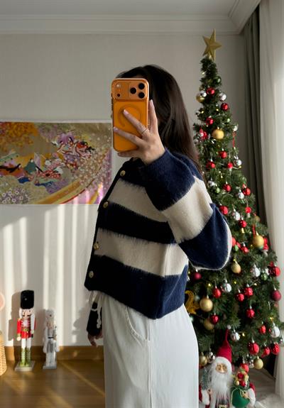 Toshiko Çizgili Hırka Lacivert