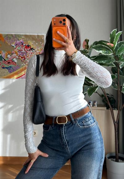 Uiho Dantel Detaylı Body Ekru