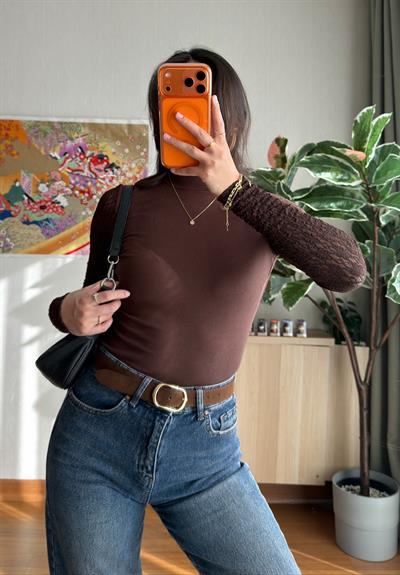 Uiho Dantel Detaylı Body Kahve