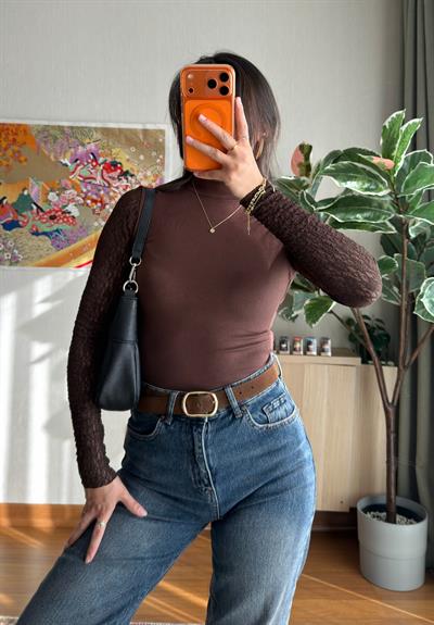 Uiho Dantel Detaylı Body Kahve
