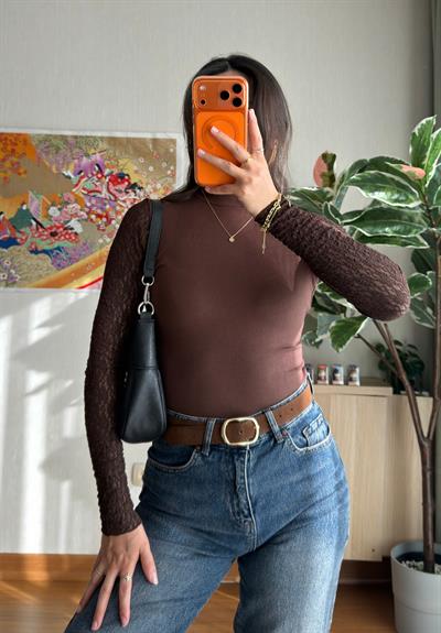 Uiho Dantel Detaylı Body Kahve